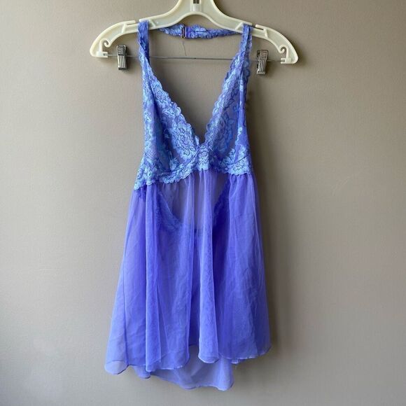 Victoria’s Secret Lavender Lace Halter Babydoll Chemise – Size L - Picture 2 of 9